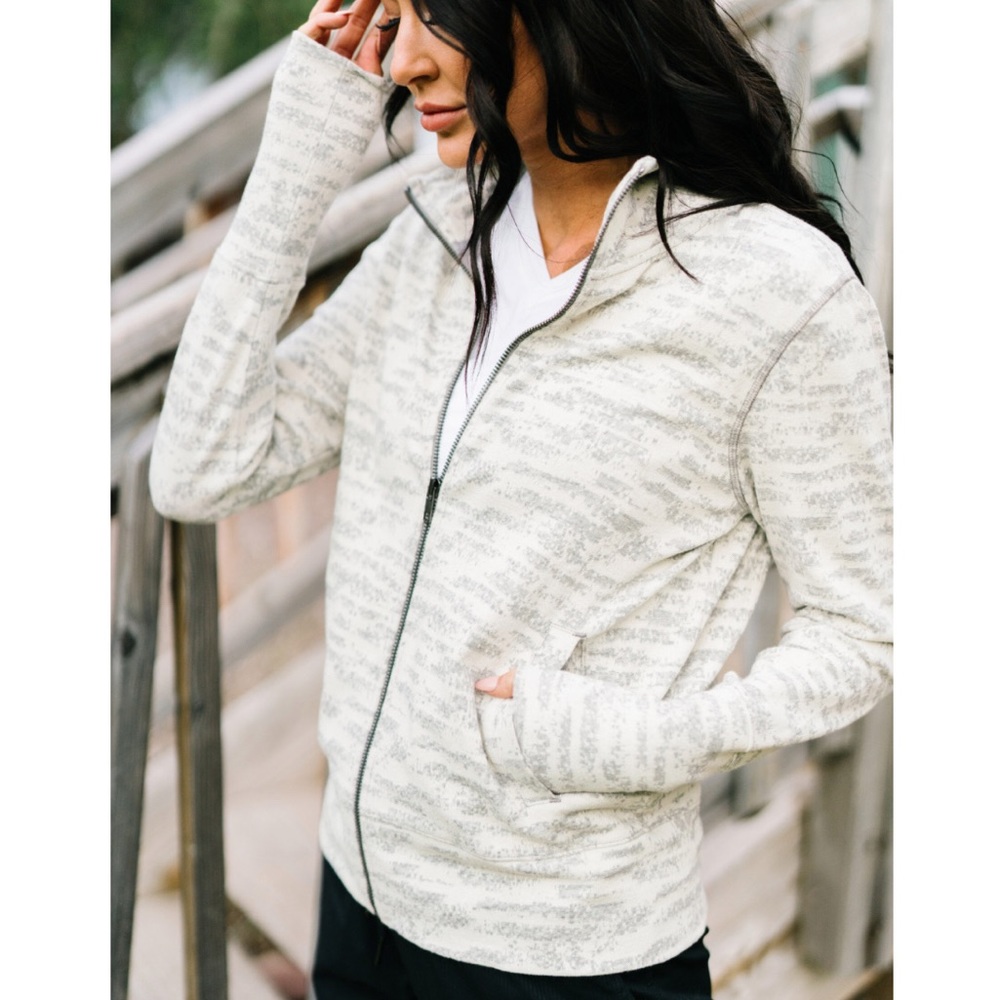 Cream Combo Zipper Full Zip Jacket